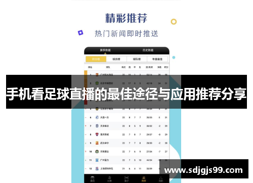 手机看足球直播的最佳途径与应用推荐分享